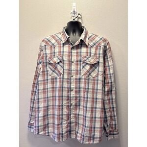Wrangler Pearl Snap  White Plaid Western shirt Size‎ XXL Cowboy Rodeo